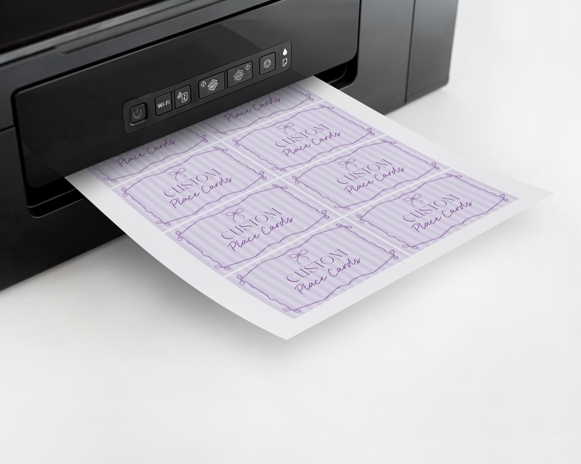 Purple Coquette Bow Place Cards Template, Editable Lavender Baby Shower Printable Tying the Knot Bridal Shower Whimsical Birthday Kit WP1063