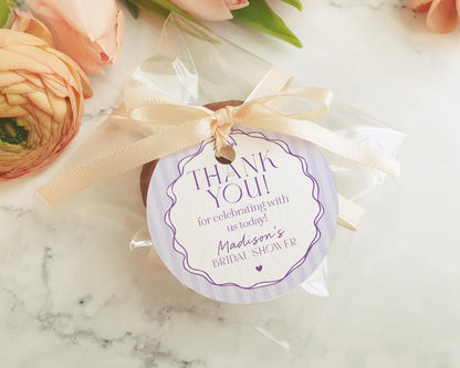 Purple Coquette Bow Birthday Party Favor Tags Template, Editable Lavender Birthday Kit, Printable Hand-Drawn Bows, Digital Download WP1063