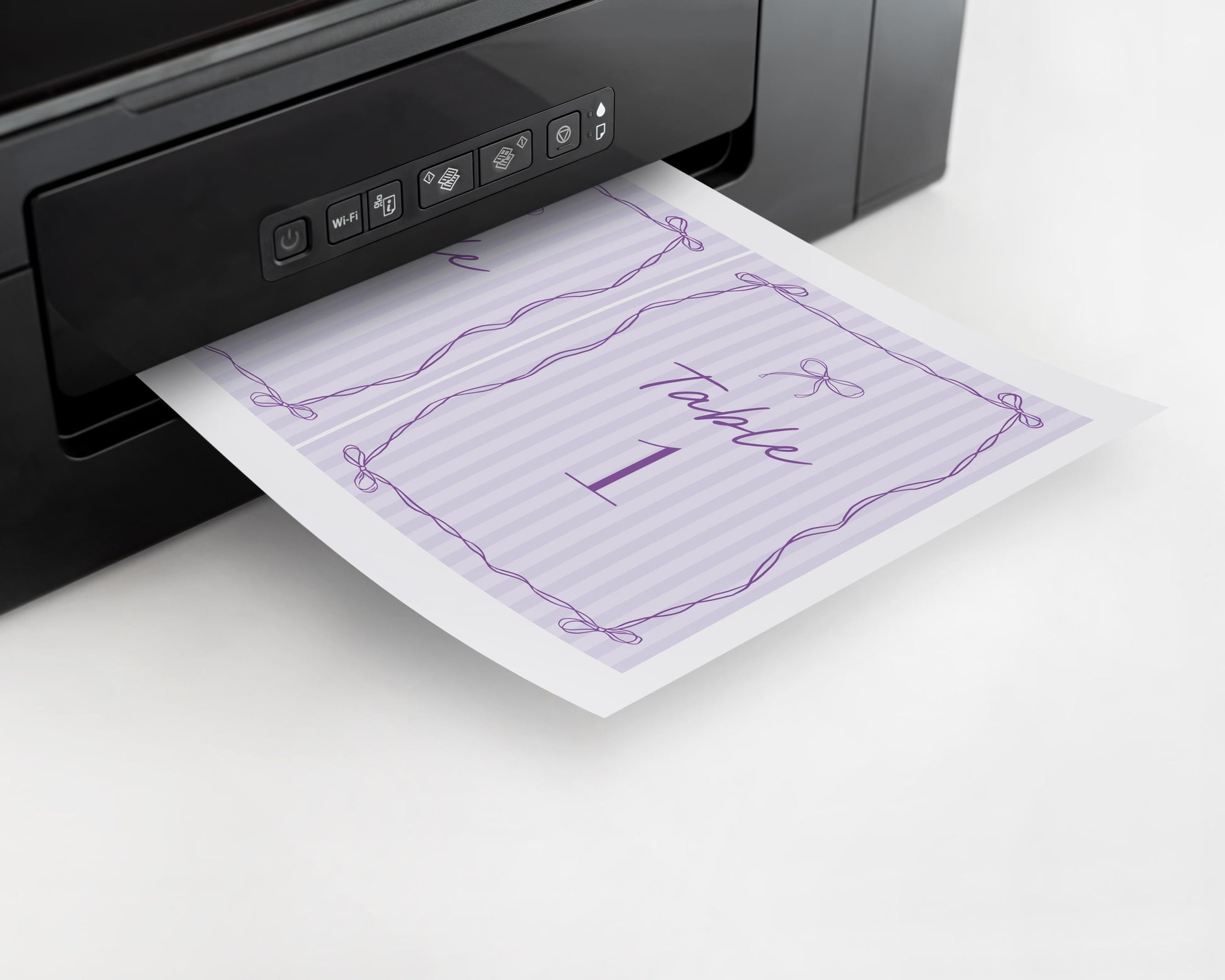 Purple Coquette Bow Table Number Card Template, Editable Lavender Baby Shower Printable Tying the Knot Bridal Shower DIY Birthday Kit WP1063