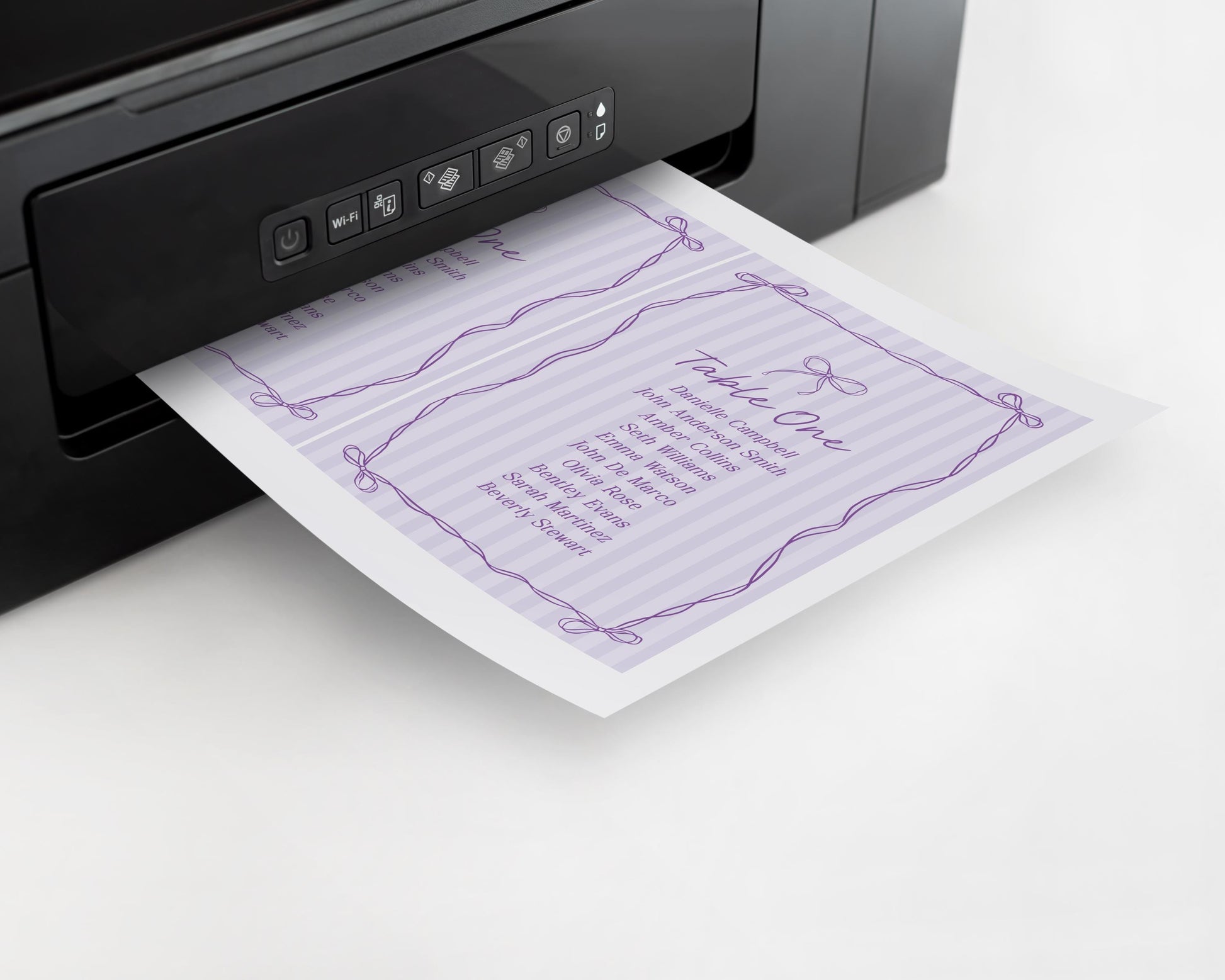 Purple Coquette Bow Seating Chart Template, Editable Lavender Baby Shower, Printable Tying the Knot Bridal Shower, DIY Birthday Kit WP1063