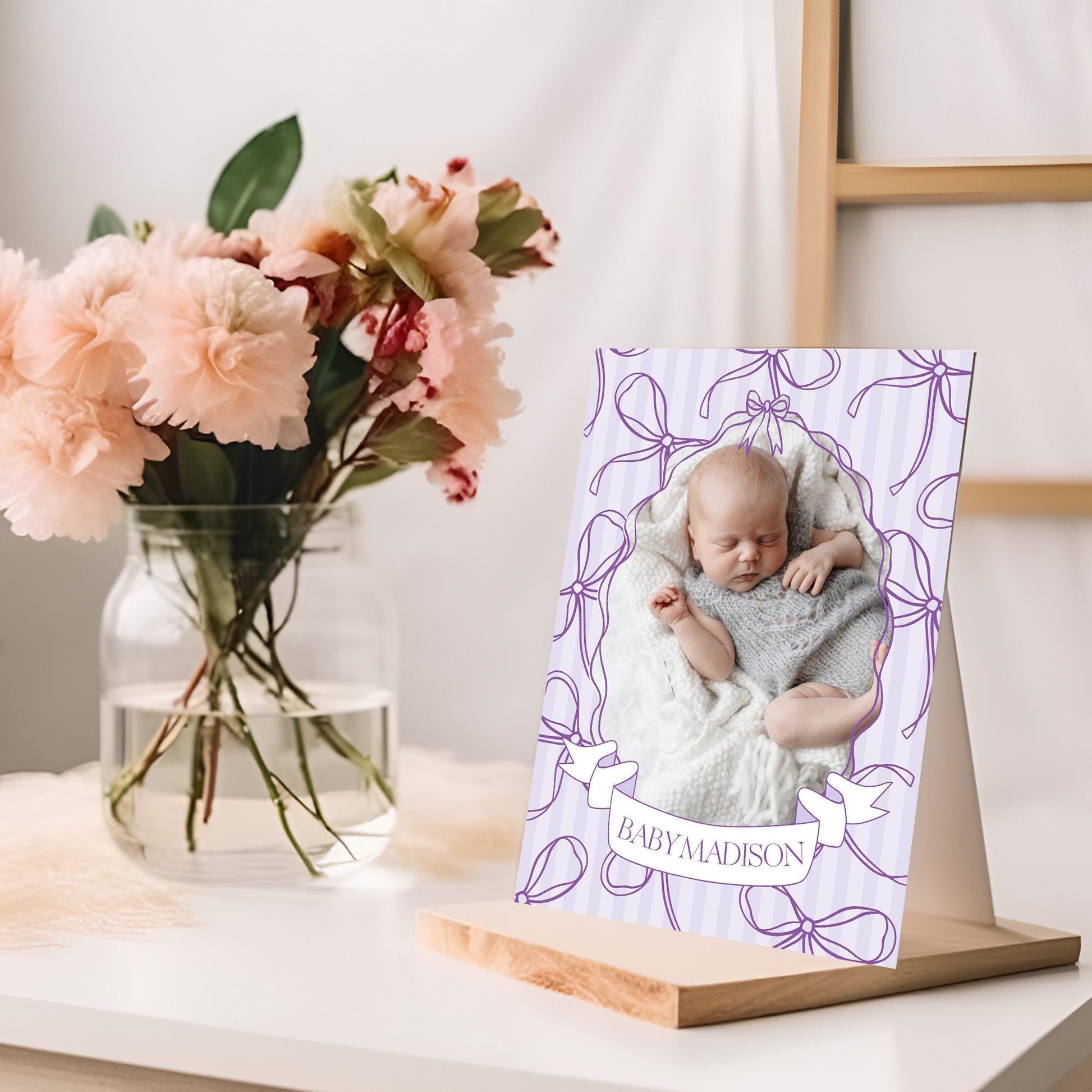 Purple Coquette Bow 1st Birthday Milestone Banner Template, Editable Lavender Birthday Kit Printable Hand-Drawn Bows Digital Download WP1063