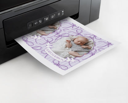 Purple Coquette Bow 1st Birthday Milestone Banner Template, Editable Lavender Birthday Kit Printable Hand-Drawn Bows Digital Download WP1063