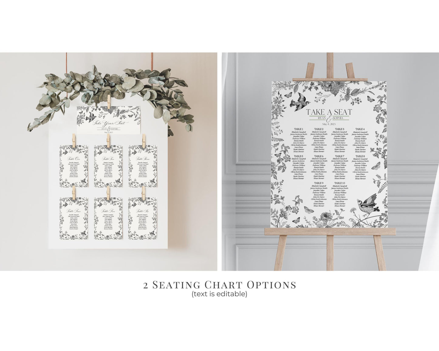 Black Toile De Jouy First Birthday Bundle Printable Template, Black Chinoiserie First Birthday Party Decor, Wildflower Toile Decor WP1069