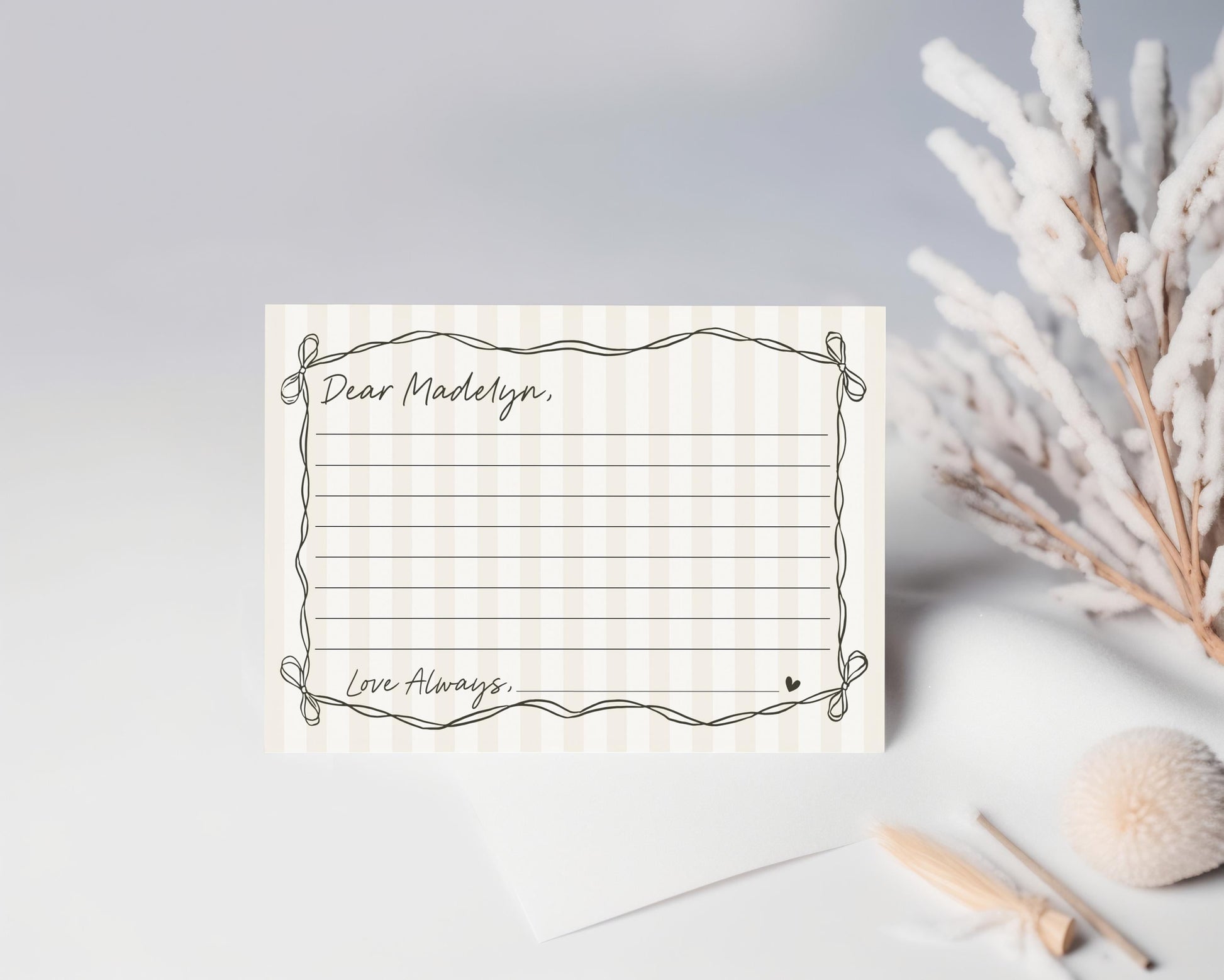 Black Coquette Bow Time Capsule Template, Beige Striped Doodle Bow First Birthday Party for Girl, Bow Party Decor for Fancy Party WP1062