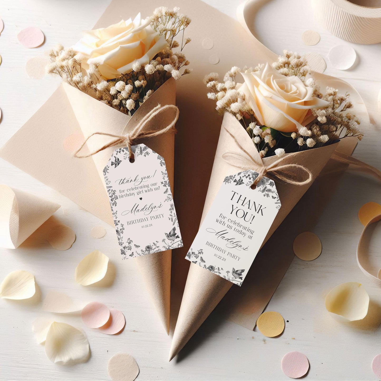 Black Toile De Jouy Baby Shower Favor Tags Printable Template, BBaby in Bloom Wildflower Baby Brunch, Black Chinoiserie Nesting Party WP1069