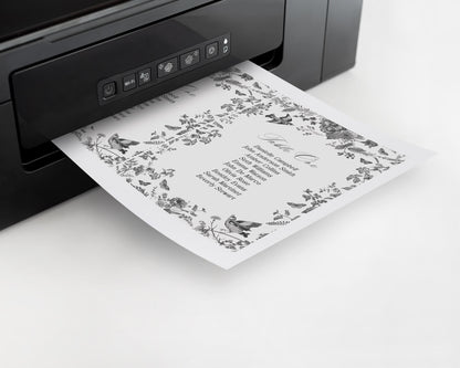 Black Toile De Jouy Wedding Seating Chart Template, Black Chinoiserie Bridal Shower, Wildflower Toile Baby Shower Sign, Birthday WP1069