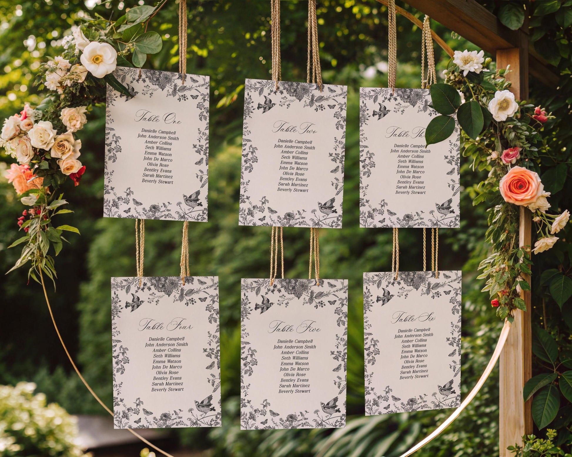 Black Toile De Jouy Wedding Seating Chart Template, Black Chinoiserie Bridal Shower, Wildflower Toile Baby Shower Sign, Birthday WP1069