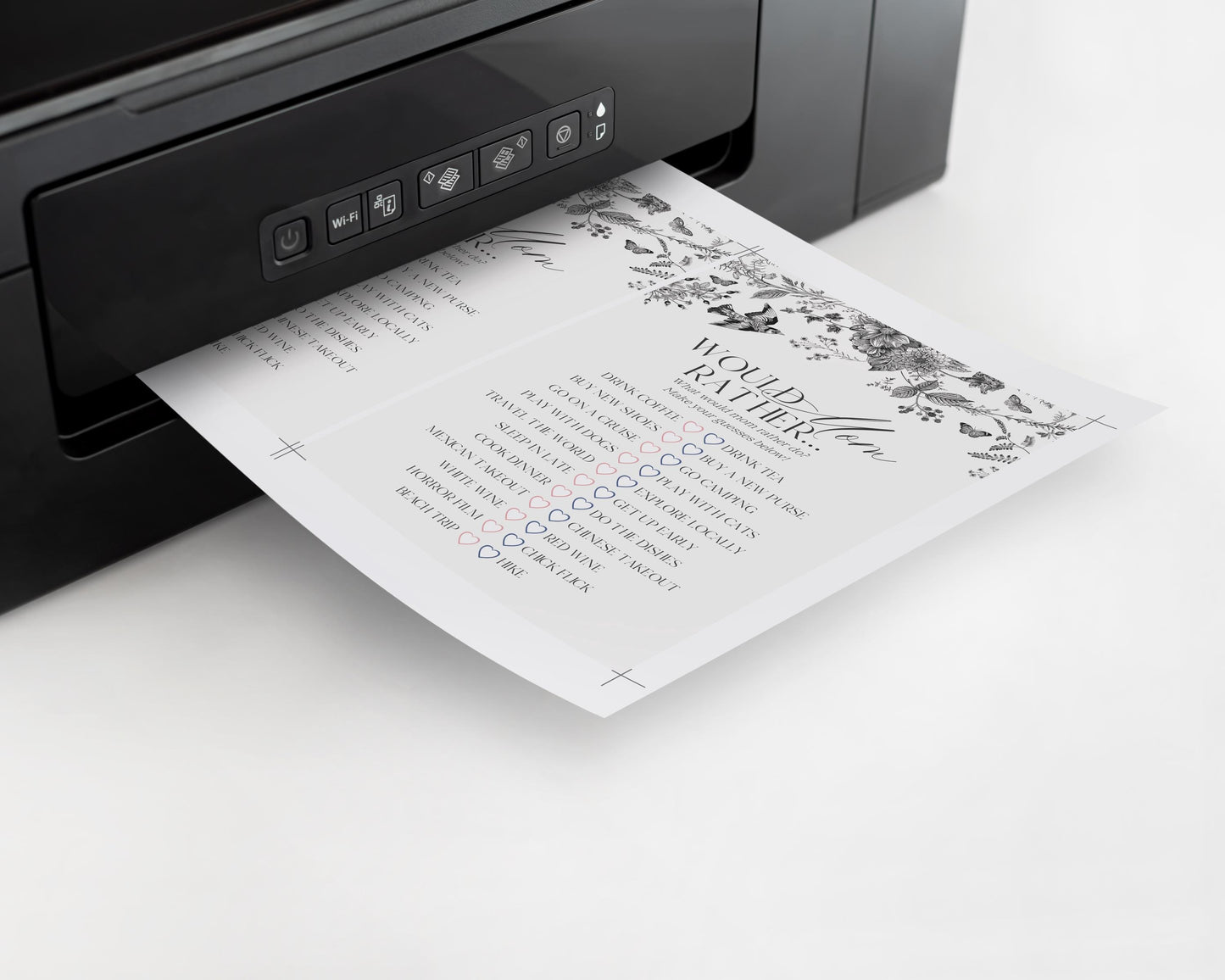 Black Toile De Jouy Baby Shower Games Set Printable Template, Baby in Bloom Wildflower Baby Brunch, Black Chinoiserie Nesting Party WP1069