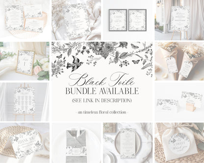 Black Toile De Jouy Baby Shower Games Set Printable Template, Baby in Bloom Wildflower Baby Brunch, Black Chinoiserie Nesting Party WP1069