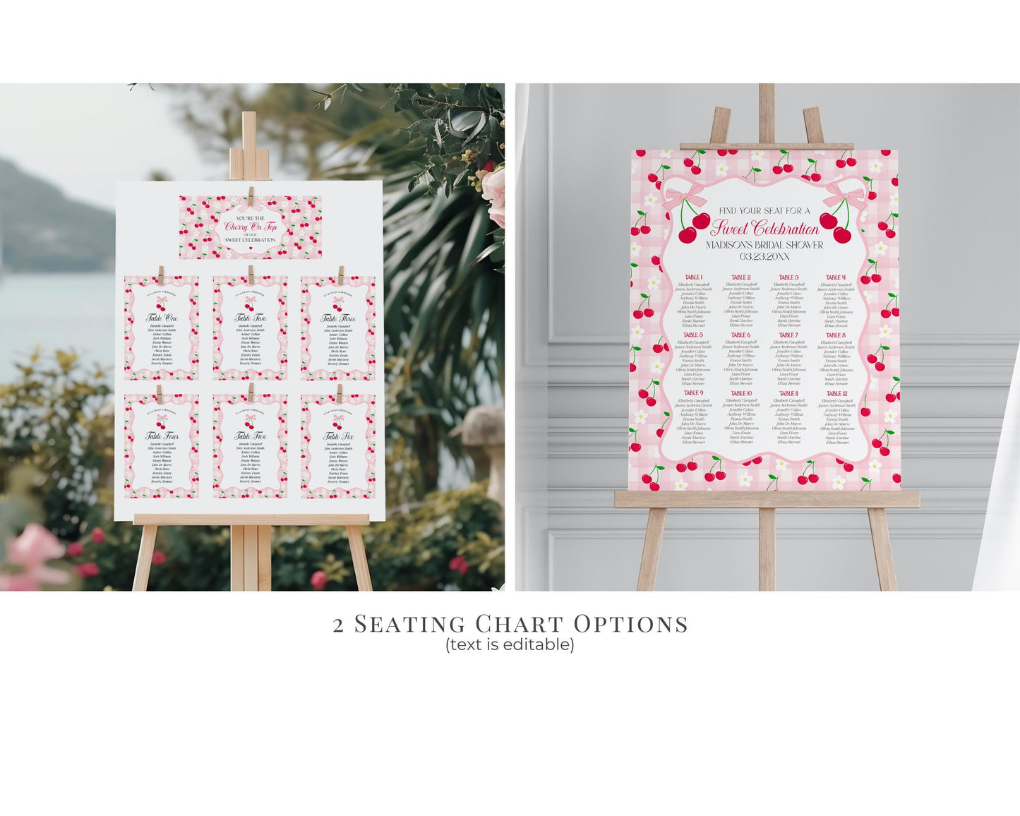 Pink Cherry Gingham Baby Shower Bundle Printable Template, Coquette Sweet Cherry on Top Baby Sprinkle, Pastel Gingham Nesting Party WP1071