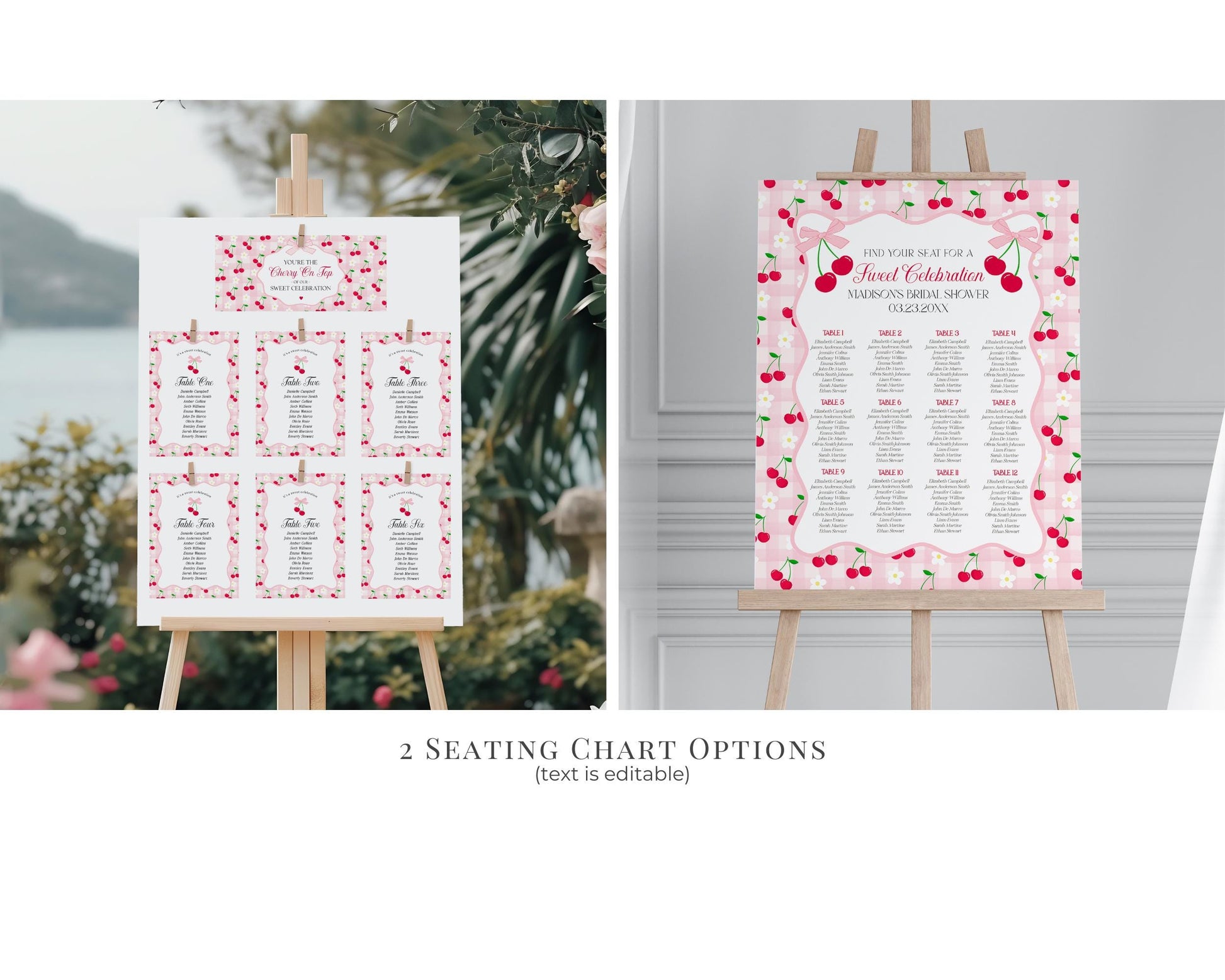 Pink Cherry Gingham Baby Shower Bundle Printable Template, Coquette Sweet Cherry on Top Baby Sprinkle, Pastel Gingham Nesting Party WP1071