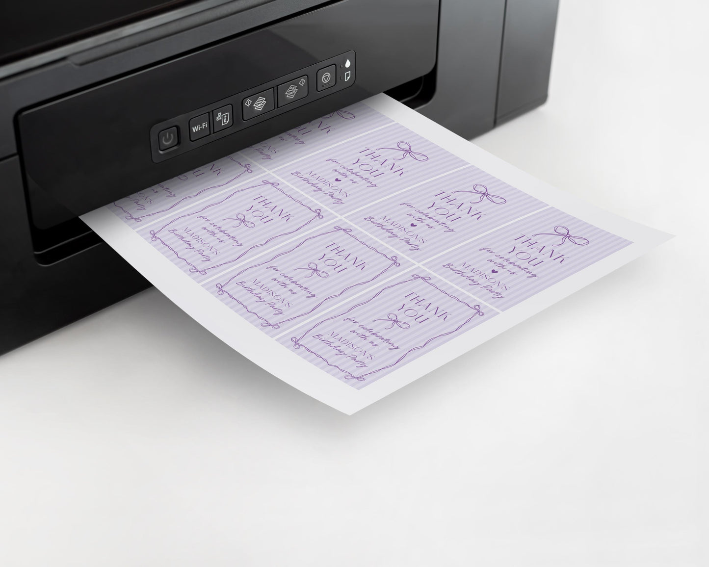 Purple Coquette Bow Birthday Party Favor Tags Template, Editable Lavender Birthday Kit, Printable Hand-Drawn Bows, Digital Download WP1063