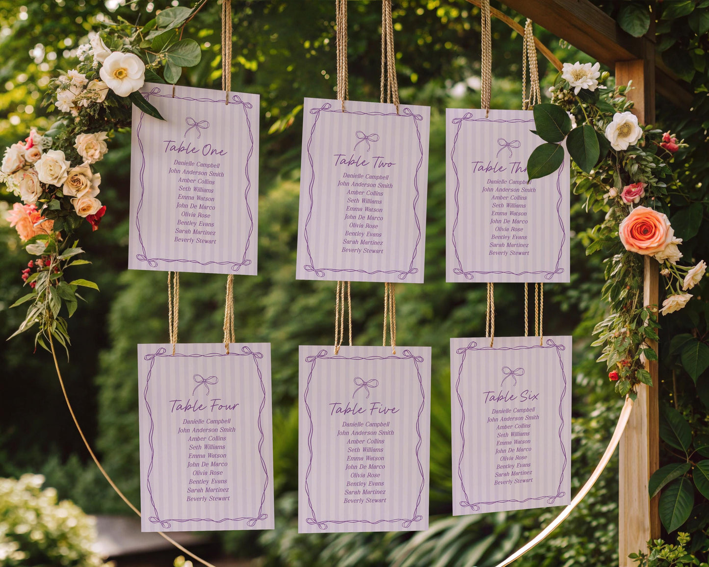 Purple Coquette Bow Seating Chart Template, Editable Lavender Baby Shower, Printable Tying the Knot Bridal Shower, DIY Birthday Kit WP1063