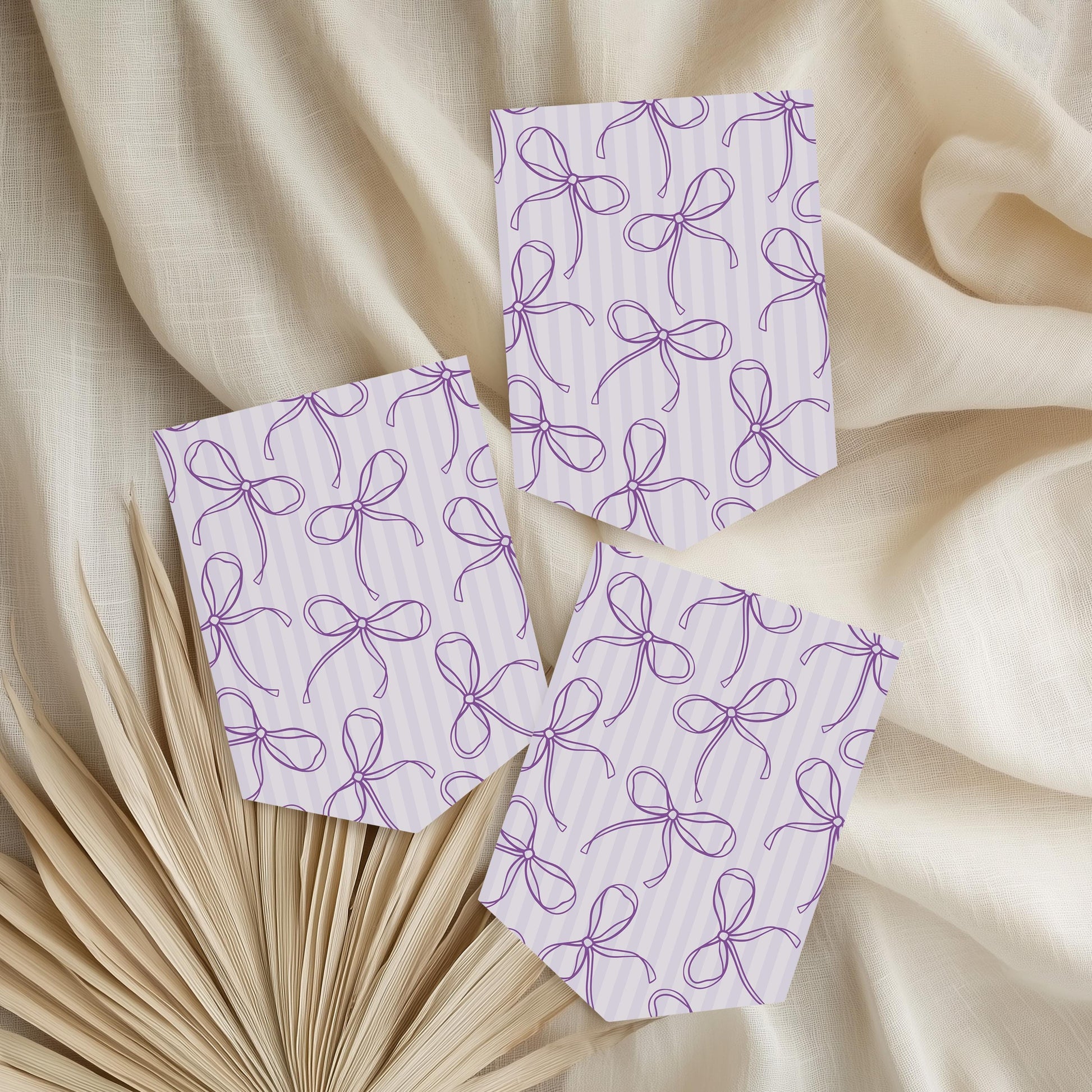 Purple Coquette Bow Birthday Party Banner Template, Editable Lavender Birthday Kit, Printable Hand-Drawn Bows, Digital Download WP1063