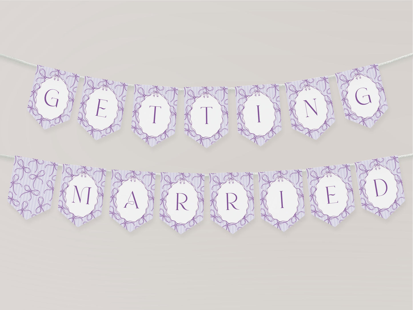 Purple Coquette Bow Bridal Shower Banner Template, Editable Lavender Bridal Brunch Kit, DIY Printable Tying The Knot Shower WP1063