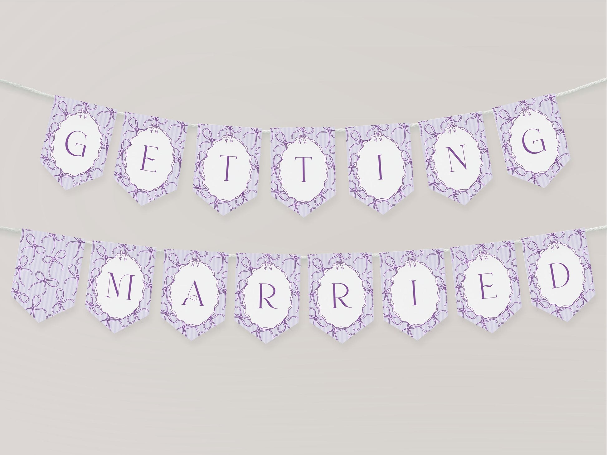 Purple Coquette Bow Bridal Shower Banner Template, Editable Lavender Bridal Brunch Kit, DIY Printable Tying The Knot Shower WP1063