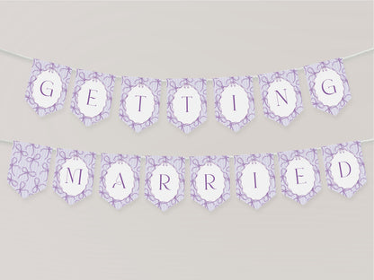 Purple Coquette Bow Bridal Shower Banner Template, Editable Lavender Bridal Brunch Kit, DIY Printable Tying The Knot Shower WP1063