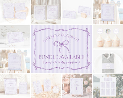Purple Coquette Bow Bridal Shower Banner Template, Editable Lavender Bridal Brunch Kit, DIY Printable Tying The Knot Shower WP1063