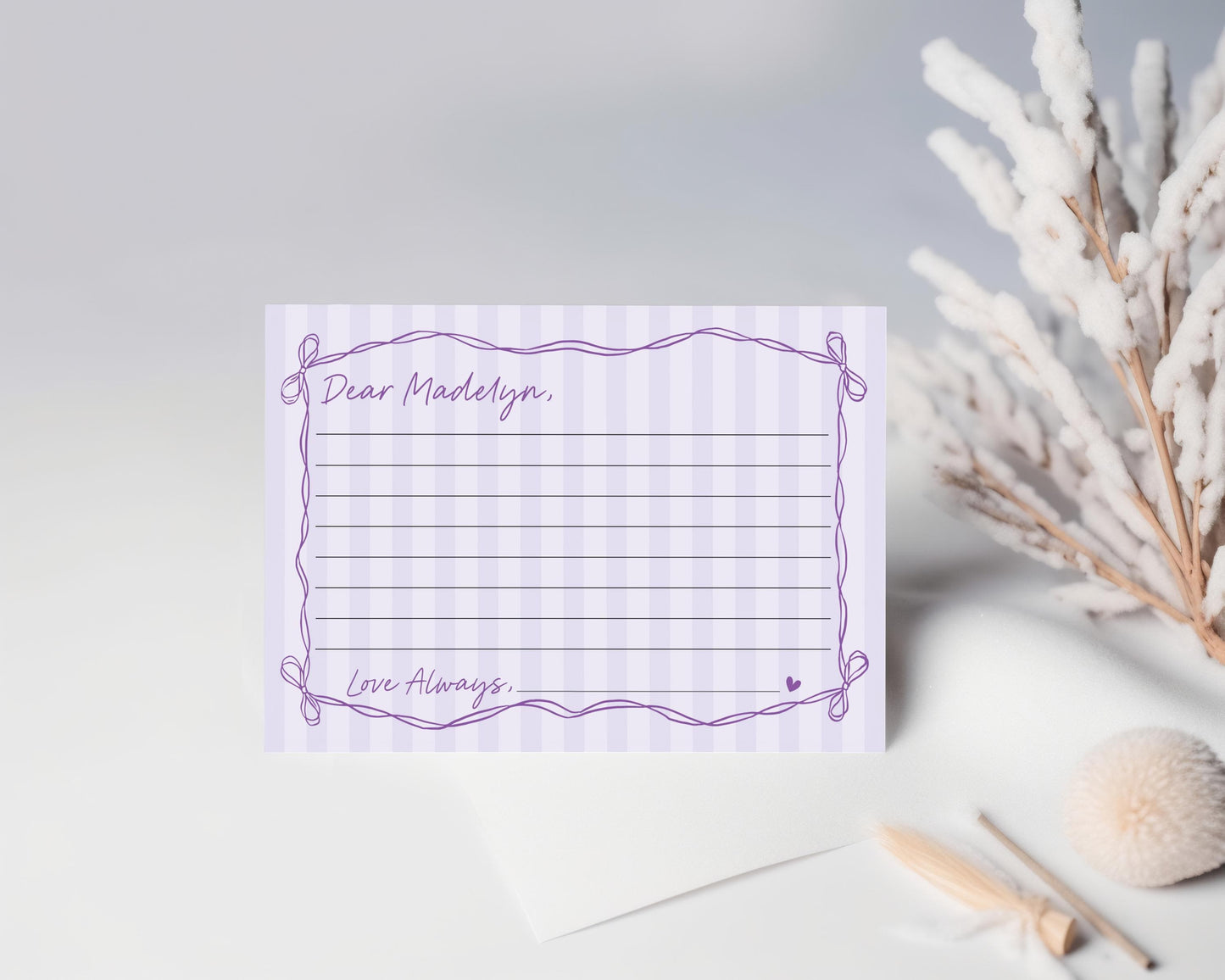 Purple Coquette Bow Time Capsule Template, Editable Lavender Birthday Kit, Printable Hand-Drawn Bows, Digital Download WP1063