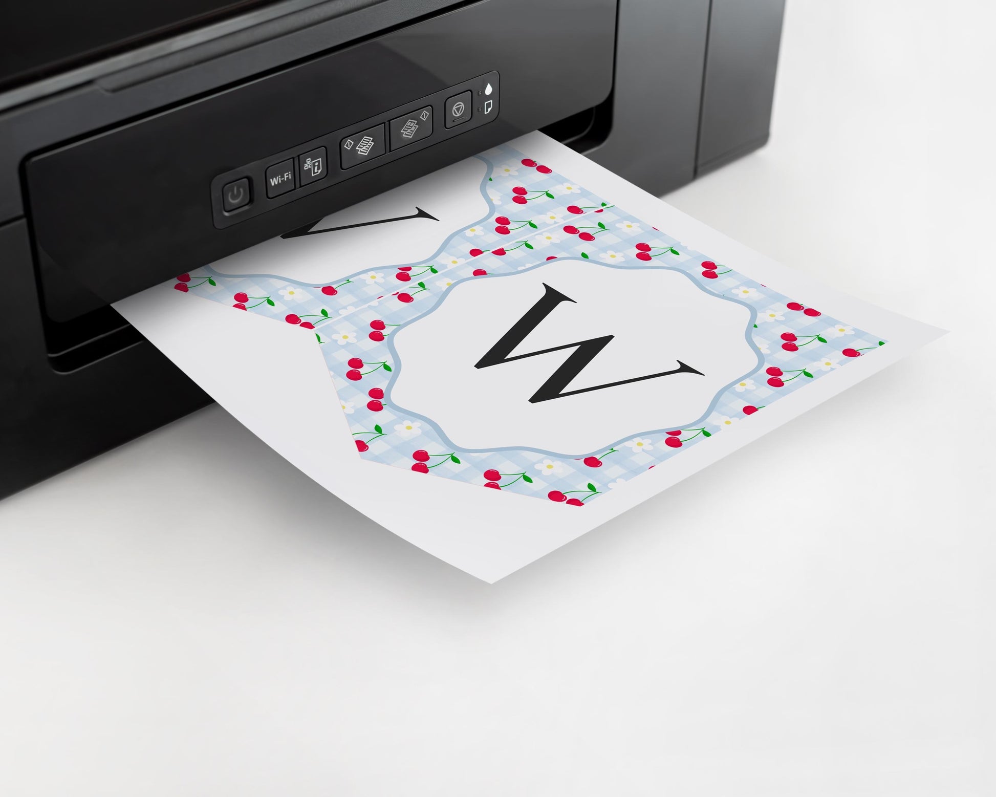 Blue Cherry Gingham Baby Shower Banner Template, Coquette Sweet Cherry on Top Baby Sprinkle, Pastel Gingham Nesting Party Decor WP1072