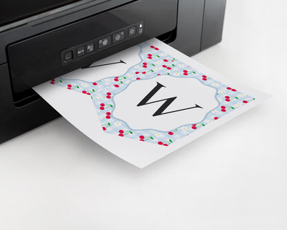 Blue Cherry Gingham Baby Shower Banner Template, Coquette Sweet Cherry on Top Baby Sprinkle, Pastel Gingham Nesting Party Decor WP1072