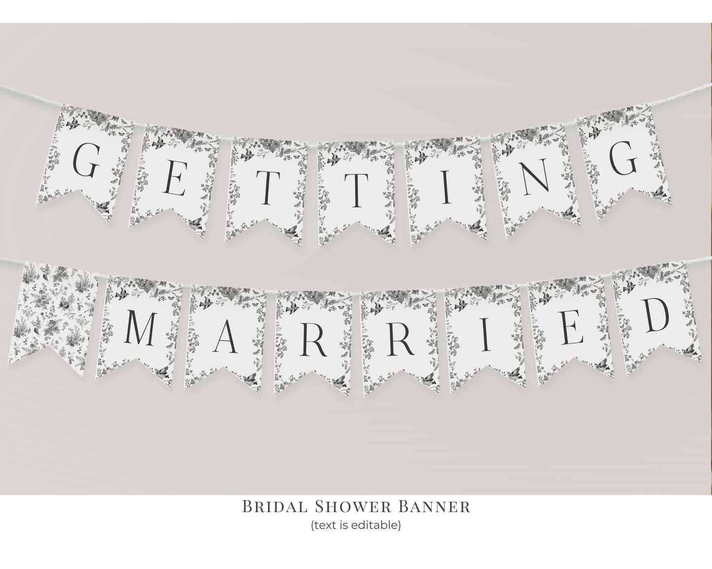 Black Toile De Jouy Bridal Shower Printable Bundle, Black Chinoiserie French Theme Wedding Party, Black Wildflower Bridal Brunch WP1069