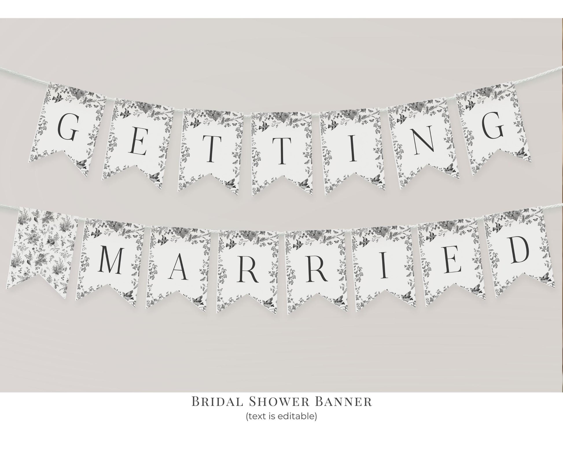 Black Toile De Jouy Bridal Shower Printable Bundle, Black Chinoiserie French Theme Wedding Party, Black Wildflower Bridal Brunch WP1069