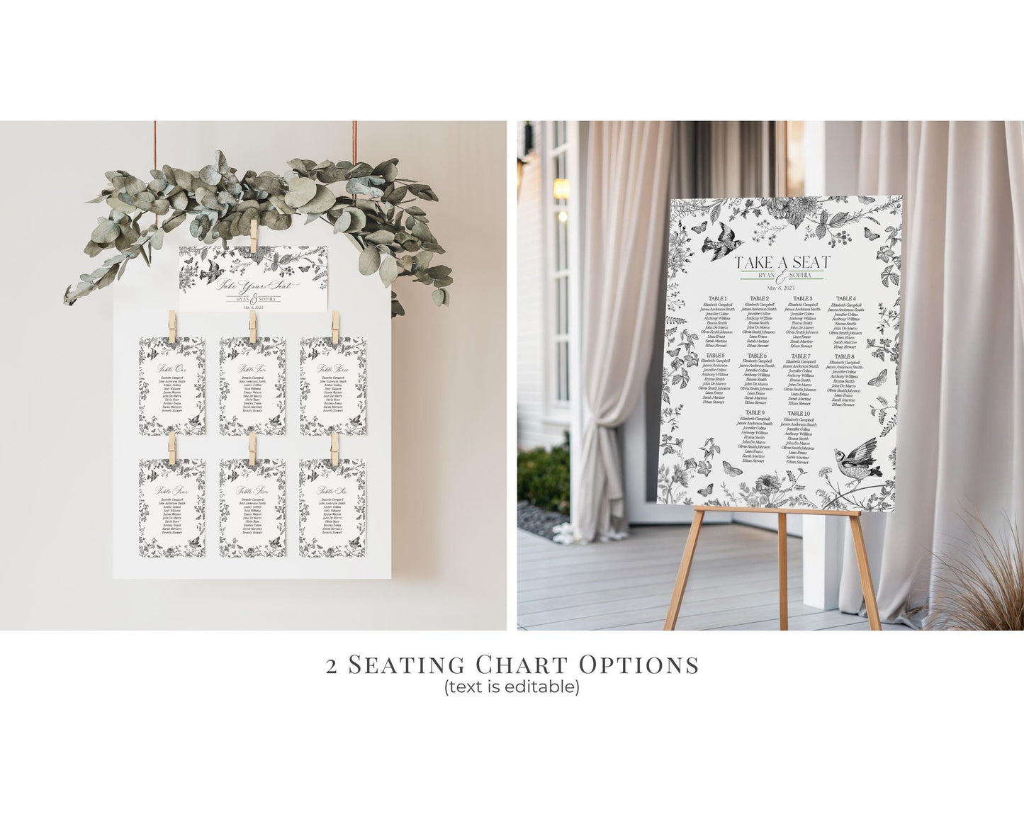 Black Toile De Jouy Bridal Shower Printable Bundle, Black Chinoiserie French Theme Wedding Party, Black Wildflower Bridal Brunch WP1069