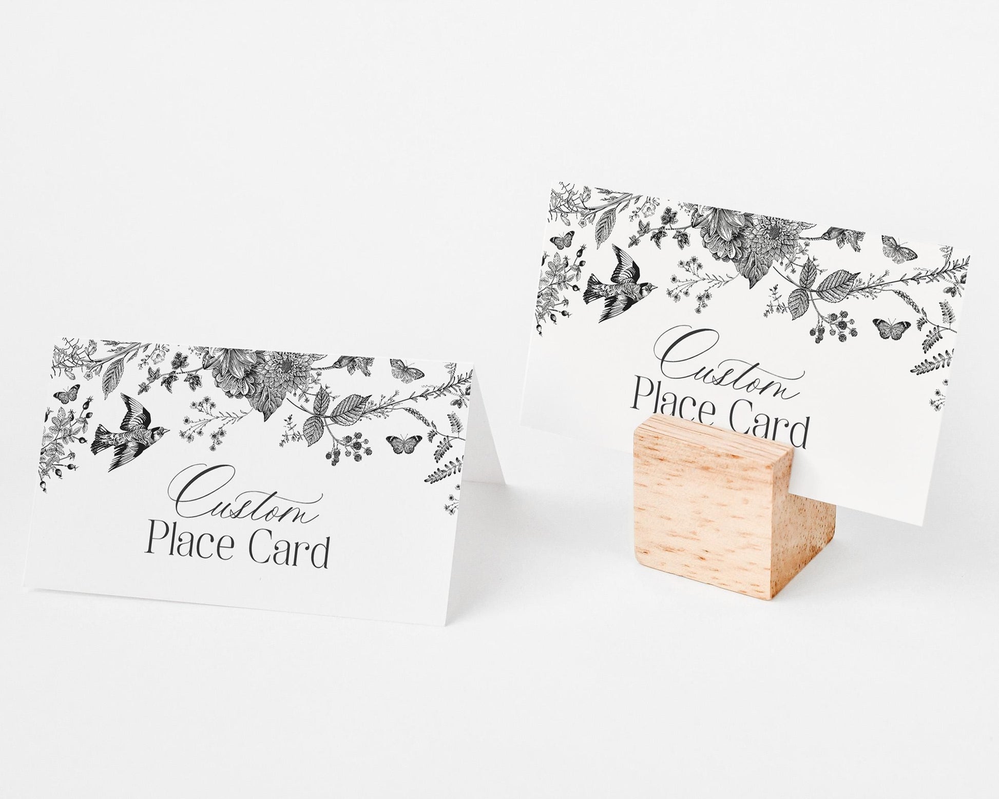 Black Toile De Jouy Place Cards Template, Black Chinoiserie Bridal Shower, Wildflower Toile Baby Shower Sign, Birthday Party WP1069