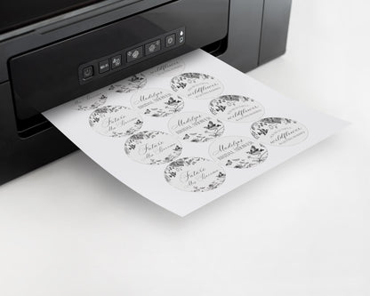 Black Toile de Jouy Bridal Shower Cupcake Topper Printable Template, Black Chinoiserie French Wedding Party, Wildflower Bridal Brunch WP1069