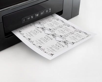 Black Toile De Jouy Bridal Shower Favor Tag Printable Template, Black Chinoiserie French Wedding Party, Wildflower Bridal Brunch WP1069