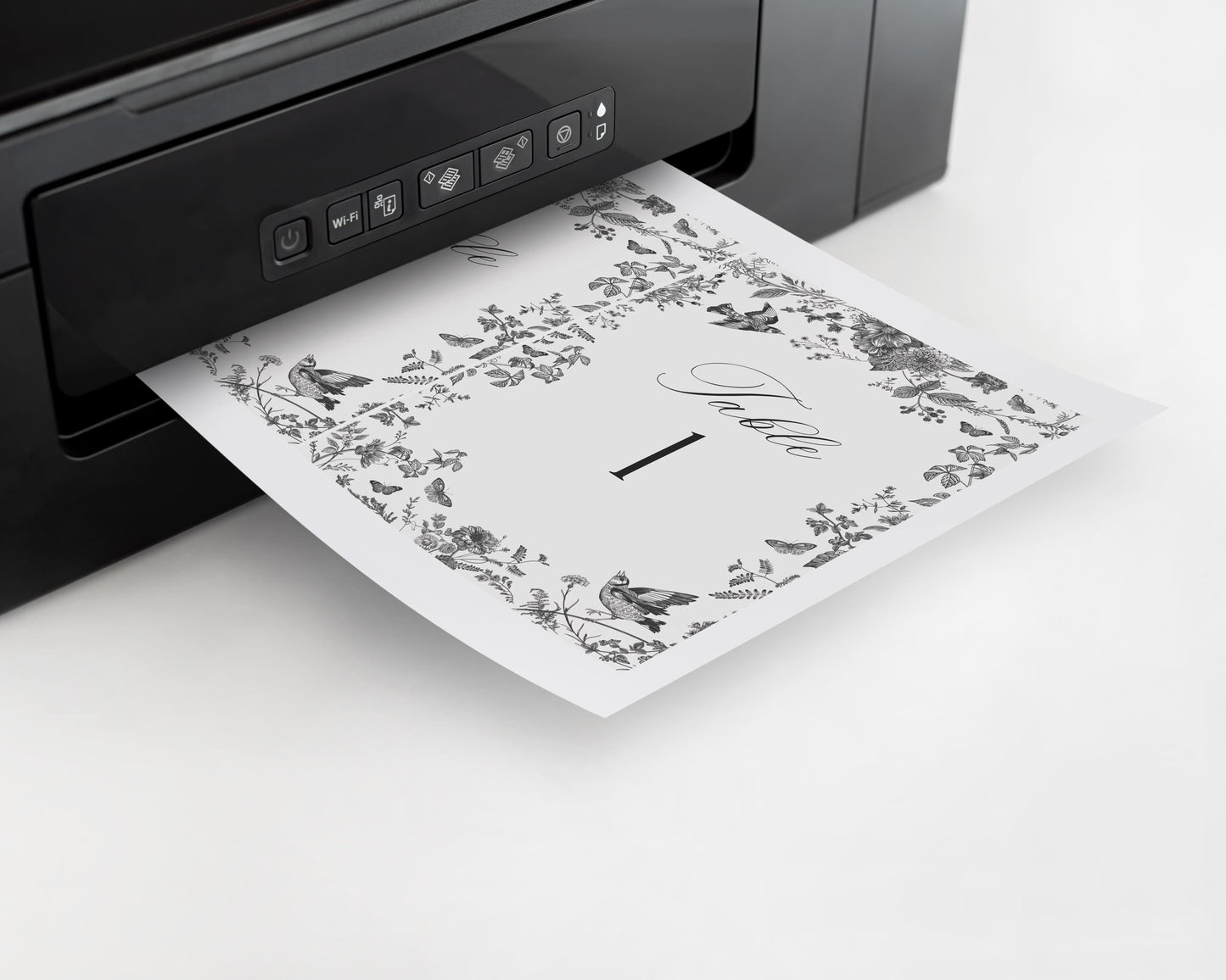 Black Toile De Jouy Table Number Cards Printable Template, Black Chinoiserie Bridal Shower, Wildflower Baby Shower, Birthday Party WP1069