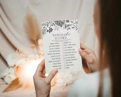 Black Toile De Jouy Bridal Shower Game Set Printable Template, Black Chinoiserie French Theme Wedding Party, Wildflower Bridal Brunch WP1069