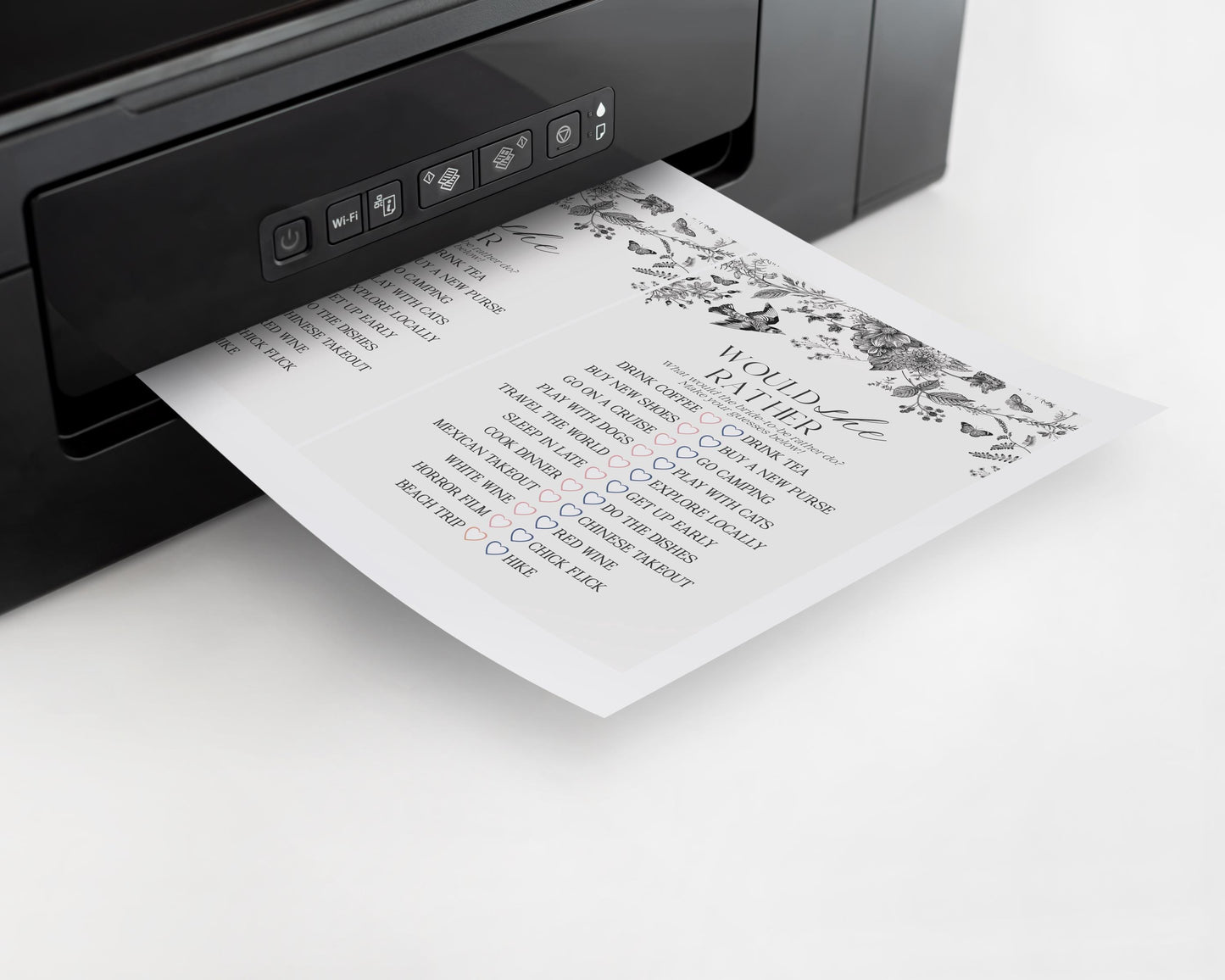 Black Toile De Jouy Bridal Shower Game Set Printable Template, Black Chinoiserie French Theme Wedding Party, Wildflower Bridal Brunch WP1069