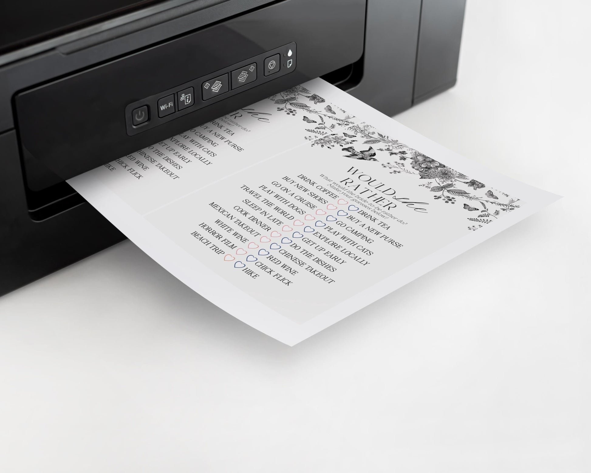 Black Toile De Jouy Bridal Shower Game Set Printable Template, Black Chinoiserie French Theme Wedding Party, Wildflower Bridal Brunch WP1069