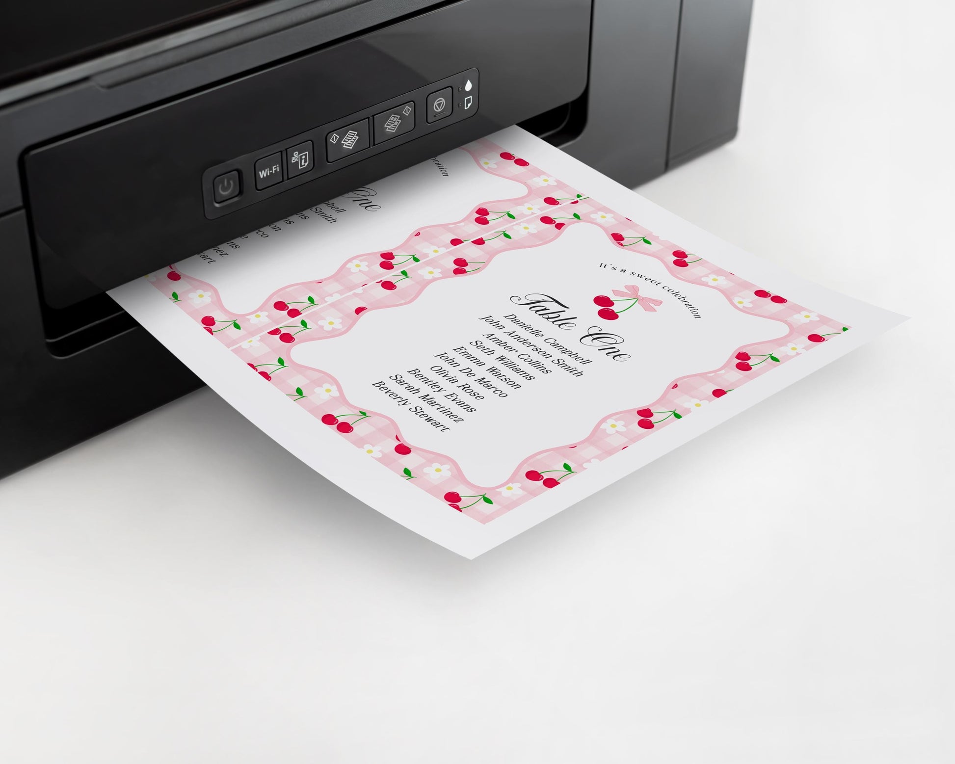 Pink Cherry Gingham Seating Chart Poster Template, Coquette Sweet Cherry Baby Sprinkle, Pastel Bridal Shower, Girl Birthday Party WP1071