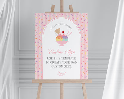 Ice Cream Sundae Custom Sign Template, Sprinkled with Love Baby Shower, Scooped Up Bridal Brunch, Sprinkles Birthday Party Decor WP1073