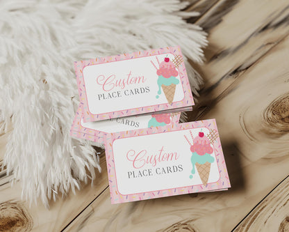 Ice Cream Sundae Place Cards Template, Sprinkled with Love Baby Shower, Scooped Up Bridal Brunch, Sprinkles Birthday Party Decor WP1073