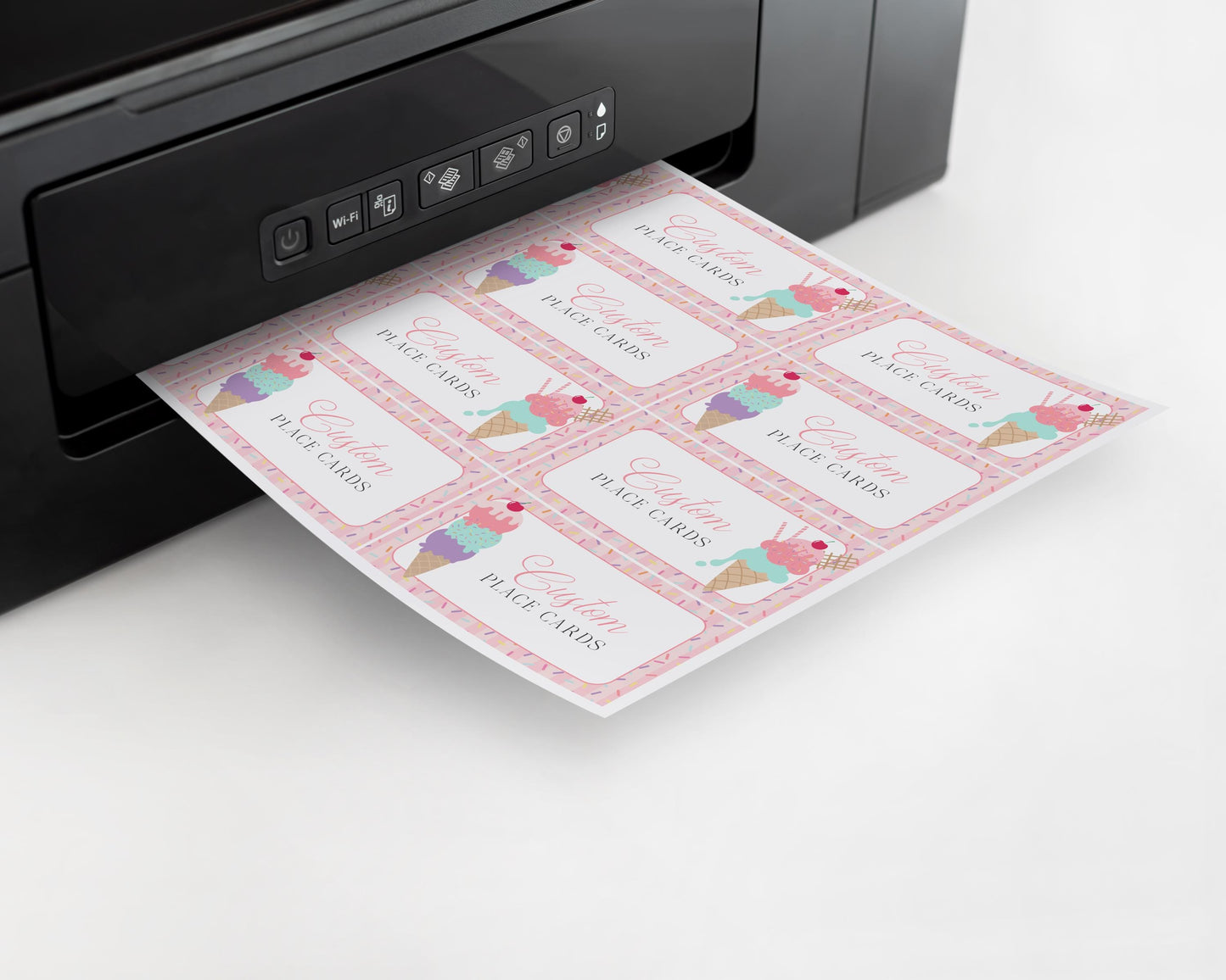 Ice Cream Sundae Place Cards Template, Sprinkled with Love Baby Shower, Scooped Up Bridal Brunch, Sprinkles Birthday Party Decor WP1073