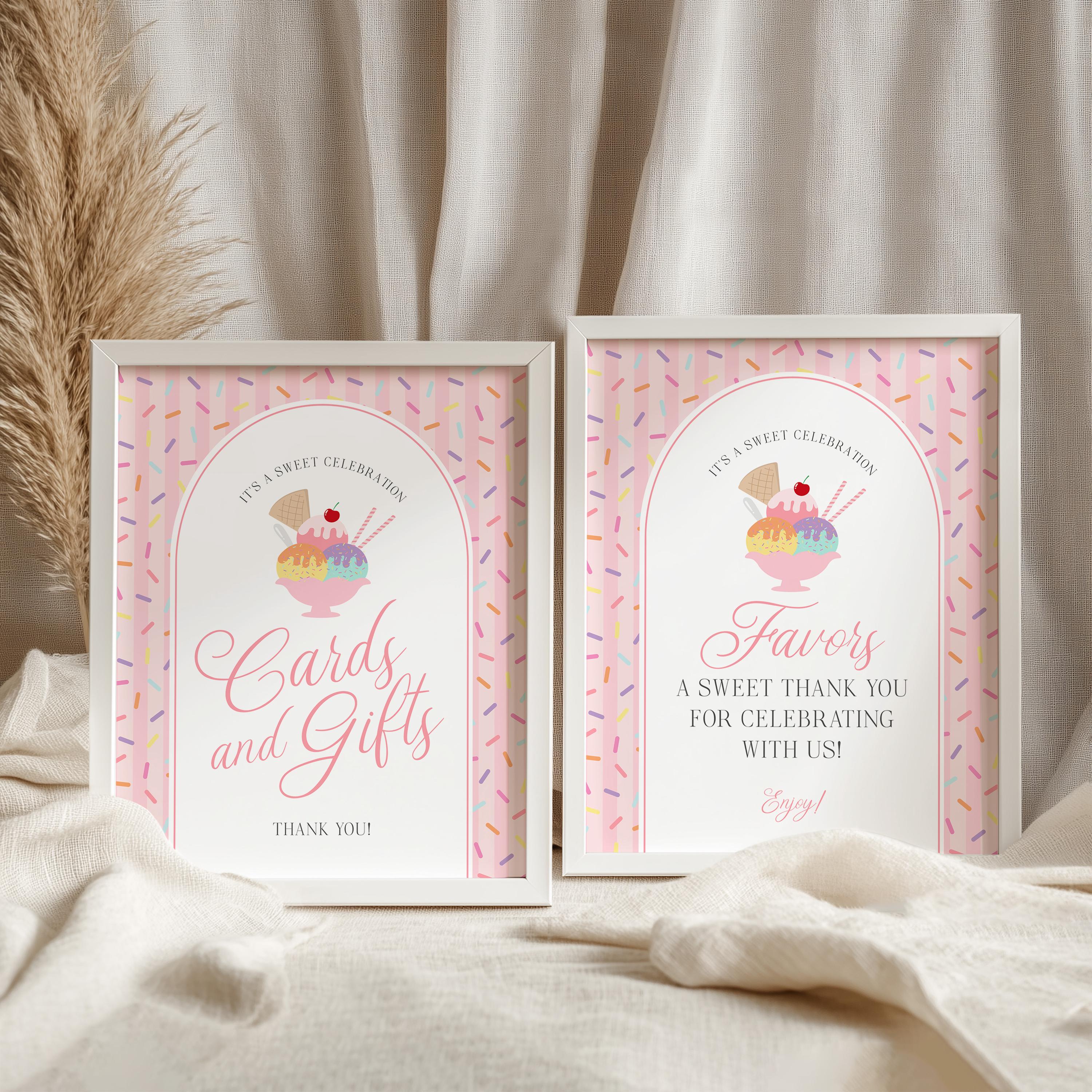 Ice Cream Sundae Cards & Gifts and Favors Sign Template, Sprinkled with Love Baby Shower, Scooped Up Bridal Brunch Sprinkles Birthday WP1073