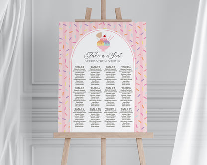 Ice Cream Sundae Seating Chart Poster Template, Sprinkled with Love Baby Shower, Scooped Up Bridal Brunch, Sprinkles Birthday Party WP1073