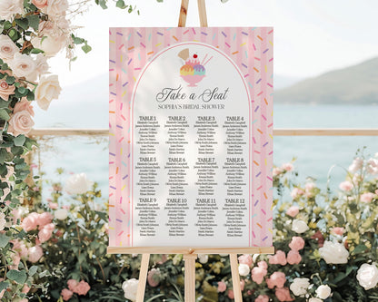 Ice Cream Sundae Seating Chart Poster Template, Sprinkled with Love Baby Shower, Scooped Up Bridal Brunch, Sprinkles Birthday Party WP1073