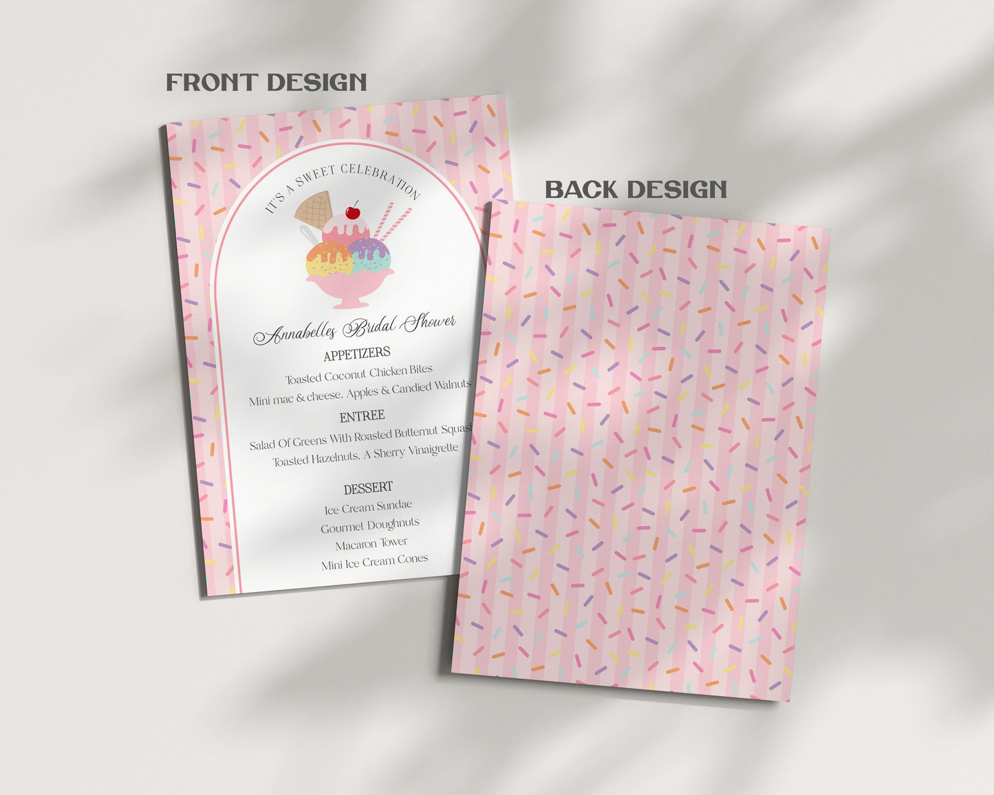 Ice Cream Sundae Menu Template, Sprinkled with Love Baby Shower, Scooped Up Bridal Brunch, Sprinkles Birthday Party Decor WP1073