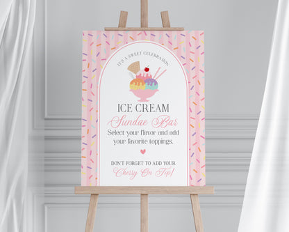 Ice Cream Sundae Bar Sign Printable Template, Sprinkled with Love Baby Shower, Scooped Up Bridal Brunch, Heres the Scoop Birthday WP1073