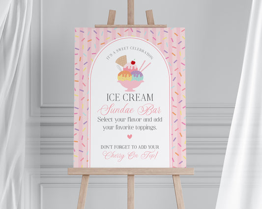 Ice Cream Sundae Bar Sign Printable Template, Sprinkled with Love Baby Shower, Scooped Up Bridal Brunch, Heres the Scoop Birthday WP1073