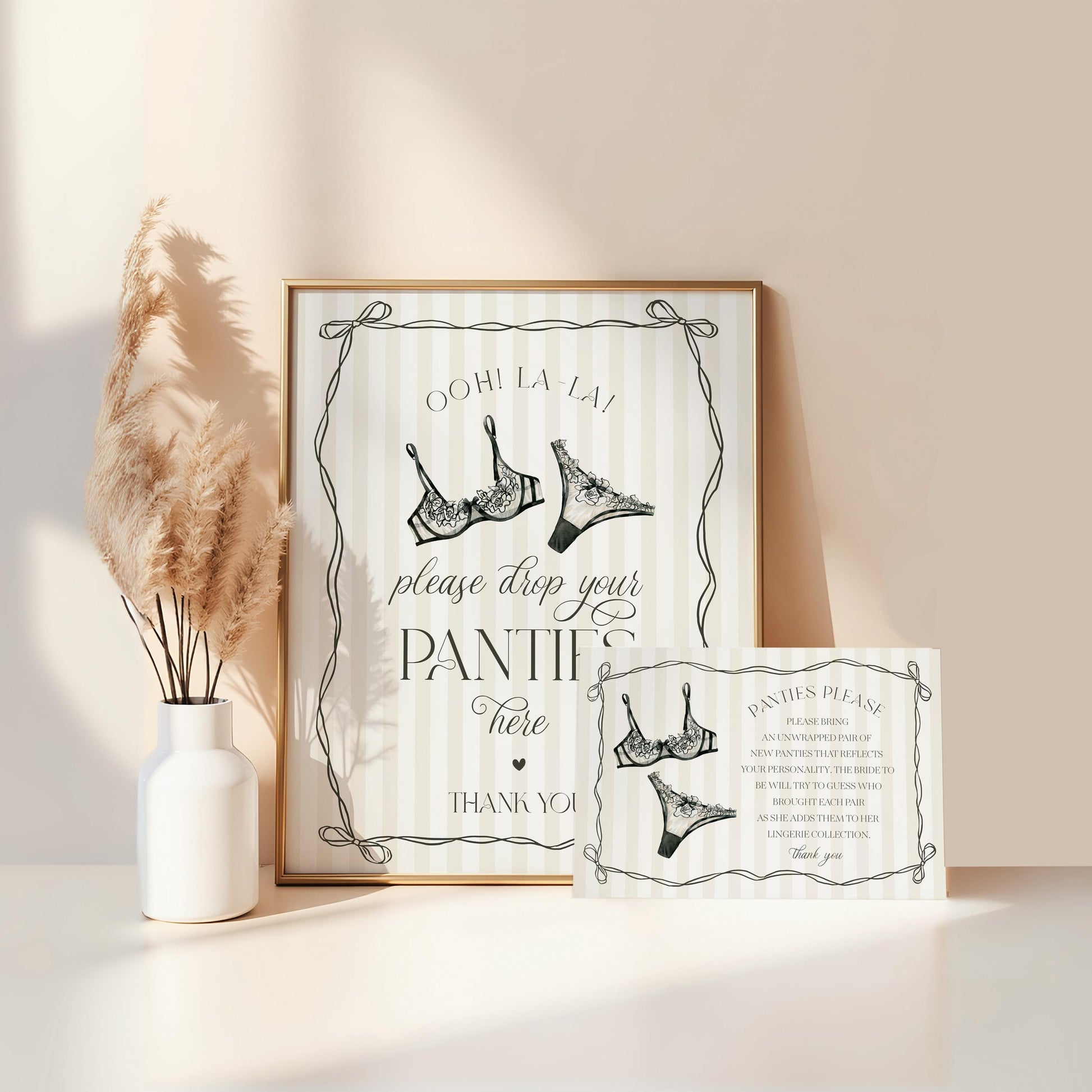 Black Lingerie Bachelorette Bundle Template, Lace Panty Party Lingerie Shower, Oh la la French Bridal Shower, Spoil Her Hen Party WP1074