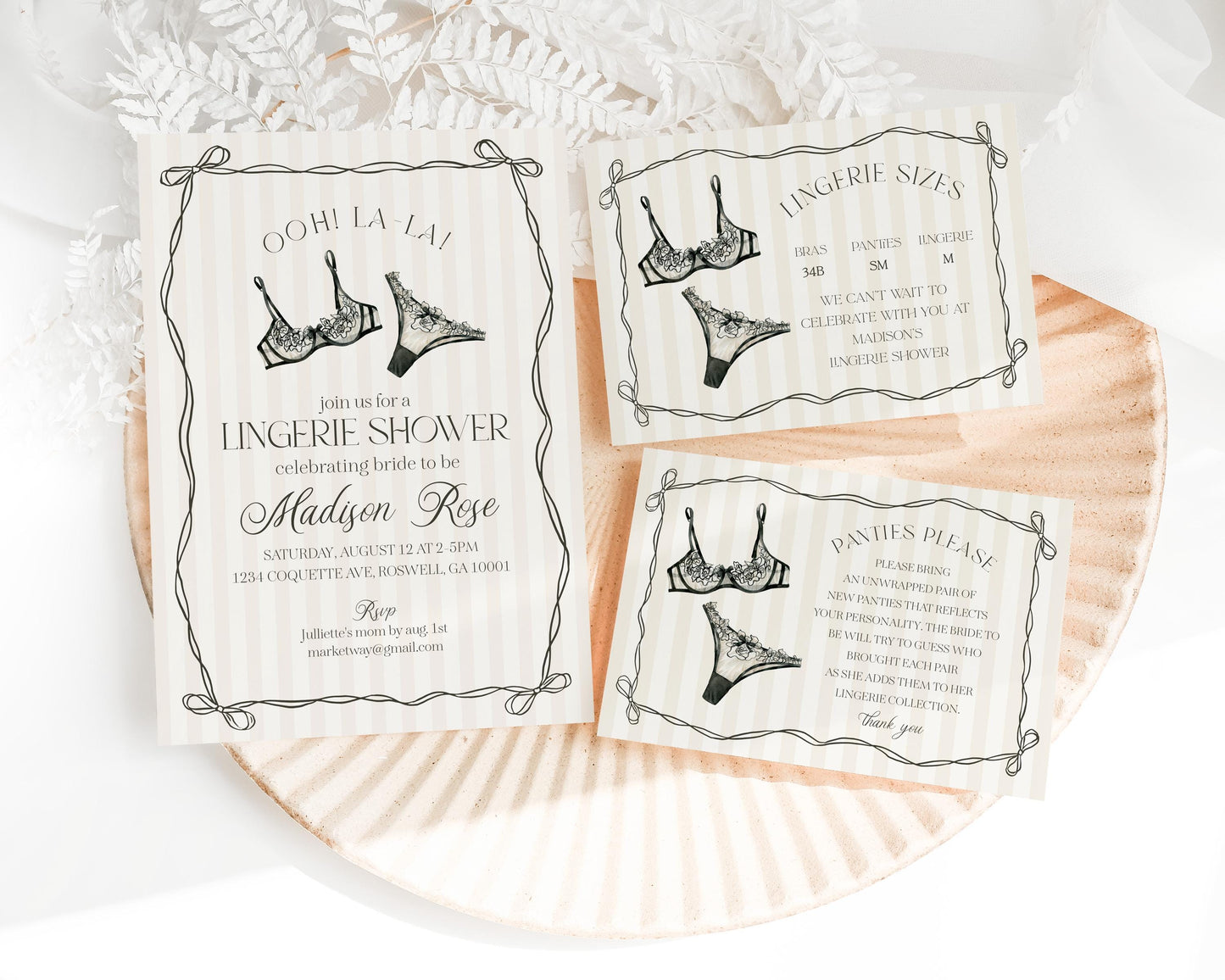 Black Lingerie Shower Bundle Printable Template, Lace Panty Party Bachelorette, Oh la la French Bridal Shower, Spoil Her Hen Party WP1074