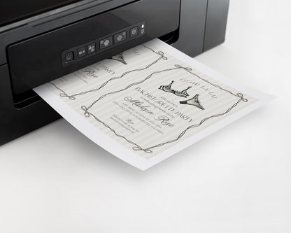 Black Lingerie Bachelorette Party Invitation Template, Lace Panty Party Lingerie Shower, Oh la la French Bridal Shower, Spoil Her WP1074