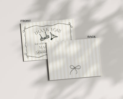 Black Lingerie Shower Thank You Card Template, Lace Panty Party Bachelorette Party, Oh la la French Theme Bridal Shower Spoil Her WP1074