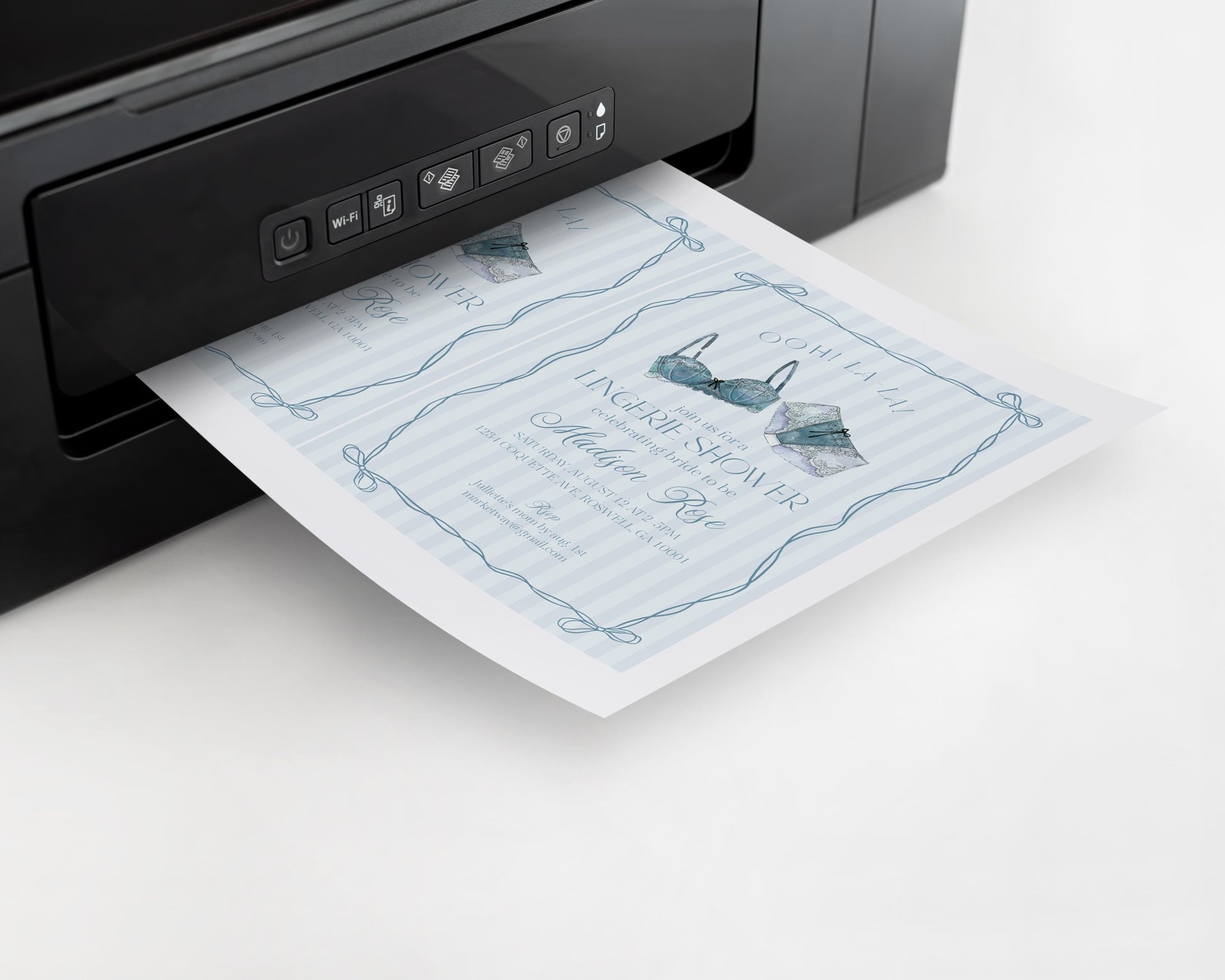 Blue Lingerie Shower Invitation Template, Something Blue Lace Panty Party Bachelorette Party, Oh la la French Bridal Shower WP1075